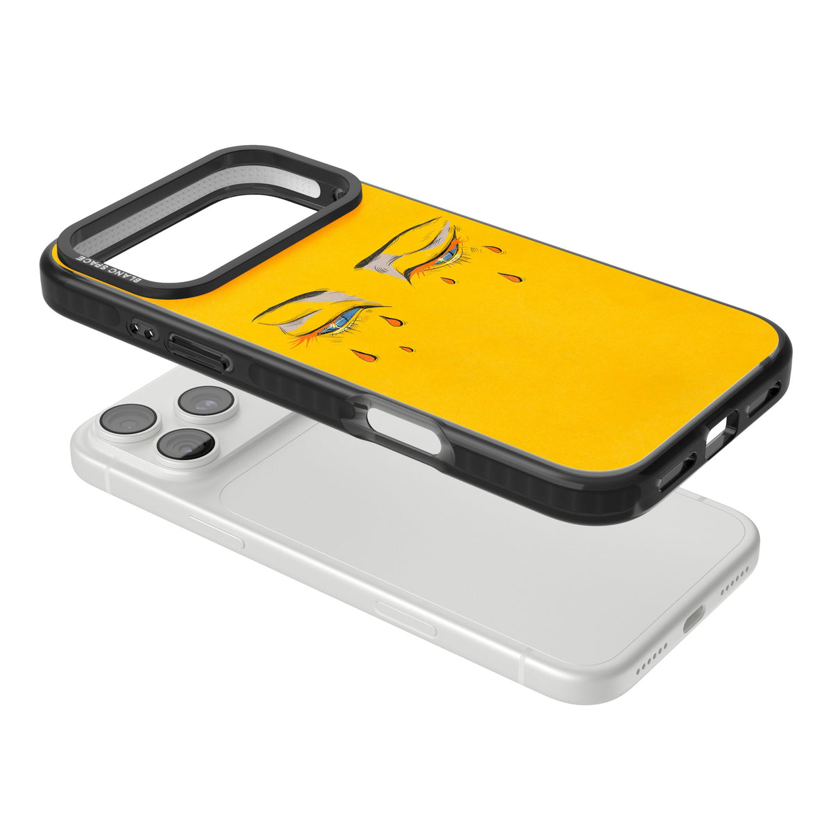 Yellow Tearful Eyes iPhone 18 Pro Max Impact Black Phone Case angled