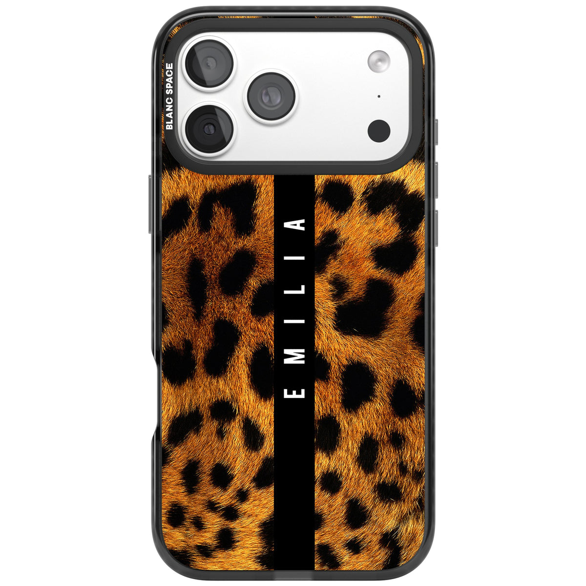 Leopard Print iPhone 18 Pro Max Impact Black Phone Case front