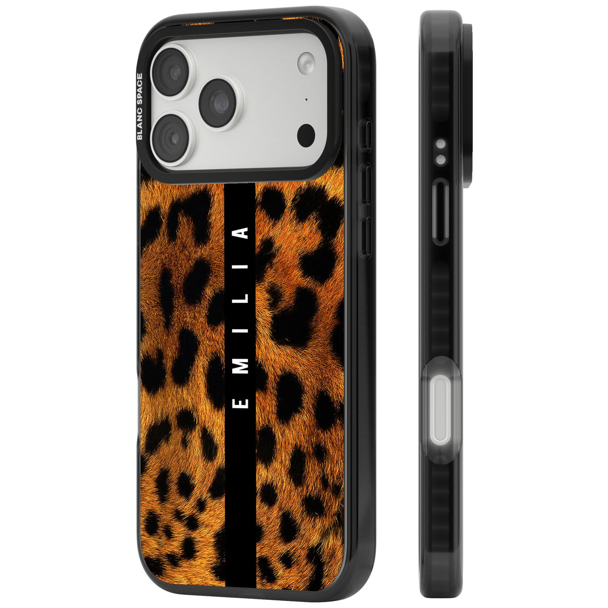 Leopard Print iPhone 18 Pro Max Impact Black Phone Case side