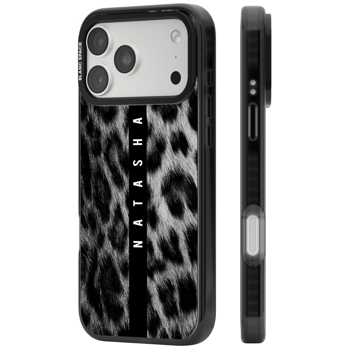Snow Leopard iPhone 18 Pro Max Impact Black Phone Case side