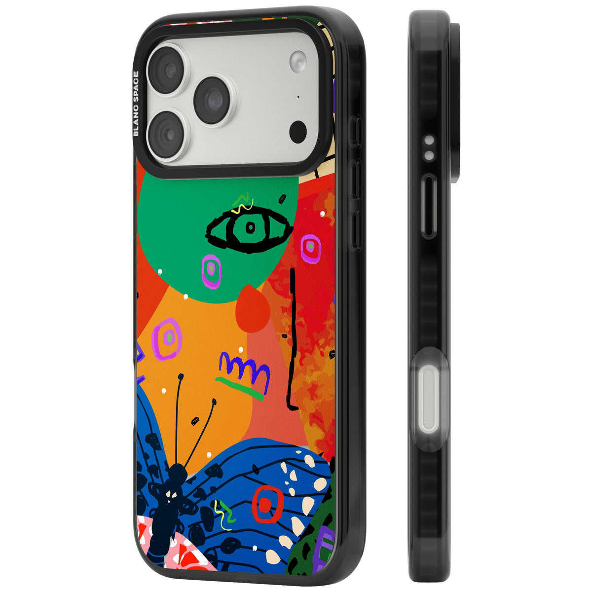 Abstract Butterfly iPhone 18 Pro Max Impact Black Phone Case side