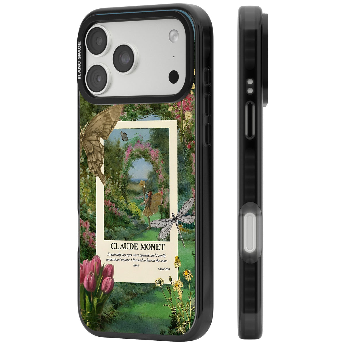 Monet Fairy Garden iPhone 18 Pro Max Impact Black Phone Case side
