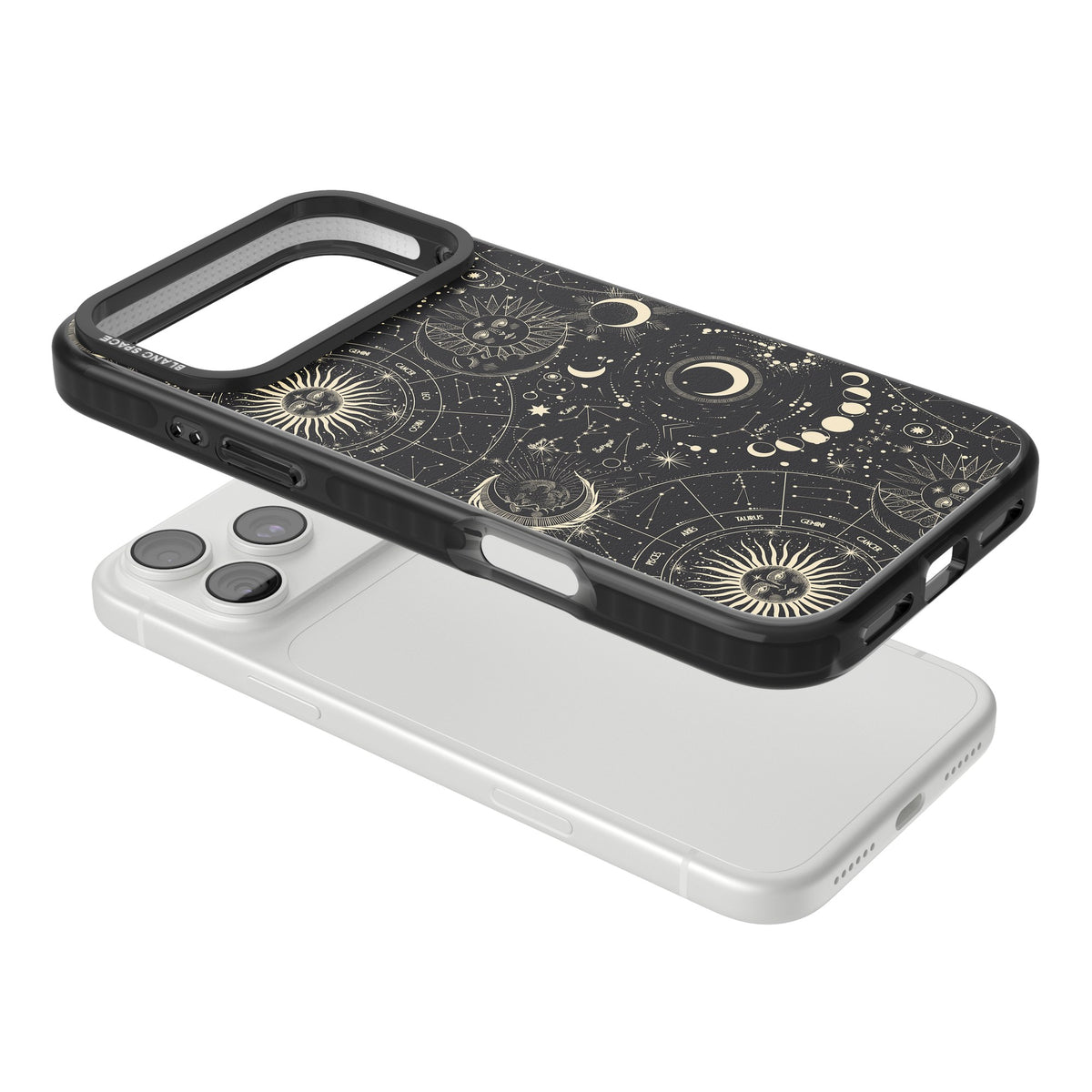 Celestial Cipher iPhone 18 Pro Max Impact Black Phone Case angled