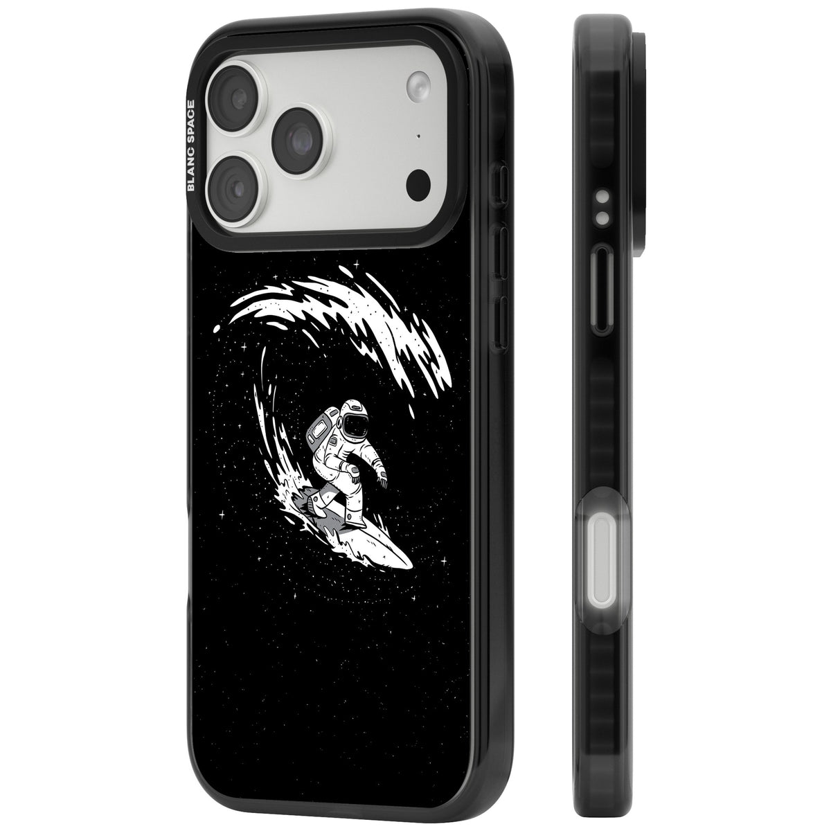 Cosmic Surf iPhone 18 Pro Max Impact Black Phone Case side