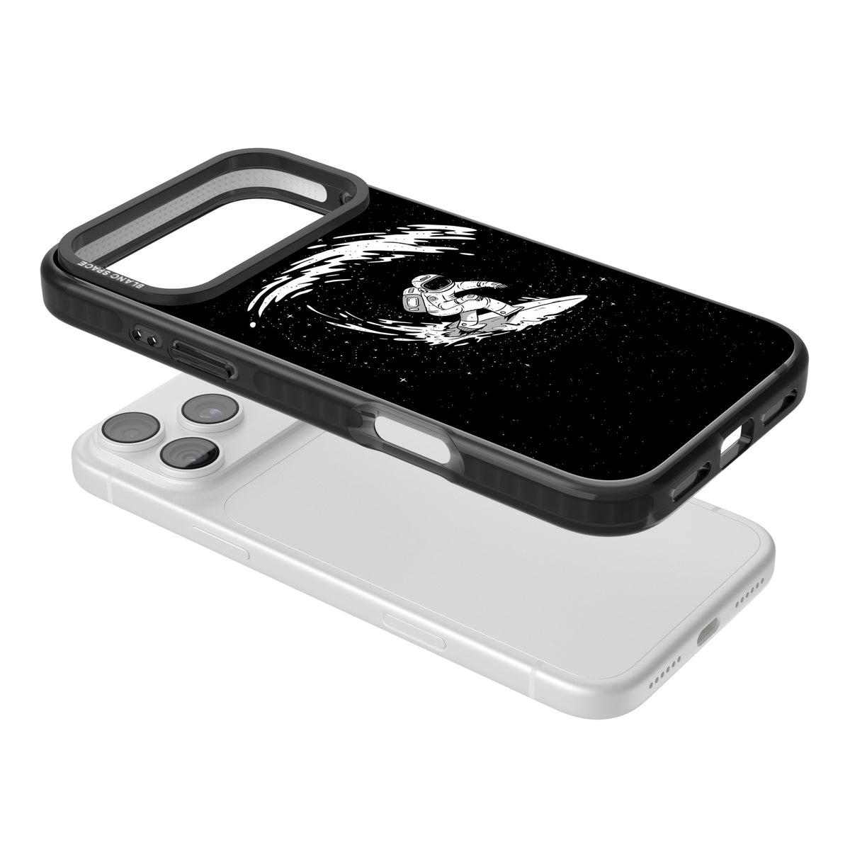 Cosmic Surf iPhone 18 Pro Max Impact Black Phone Case angled