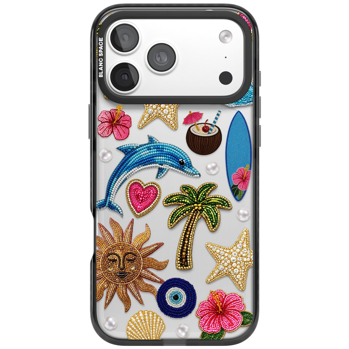 Beaded Beach iPhone 18 Pro Max Impact Black Phone Case front