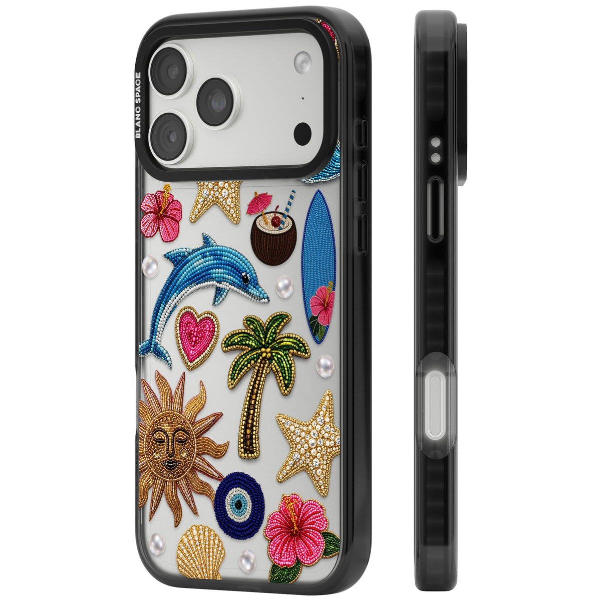 Beaded Beach iPhone 18 Pro Max Impact Black Phone Case side