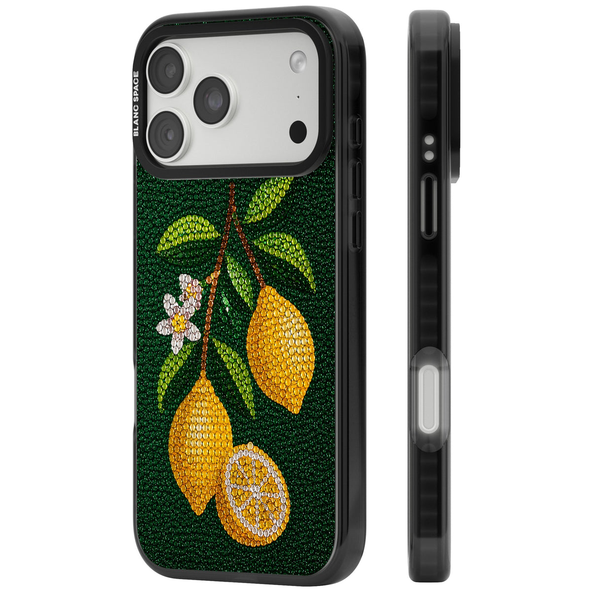Beaded Lemons iPhone 18 Pro Max Impact Black Phone Case side