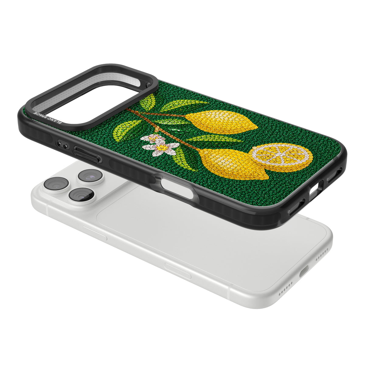 Beaded Lemons iPhone 18 Pro Max Impact Black Phone Case angled