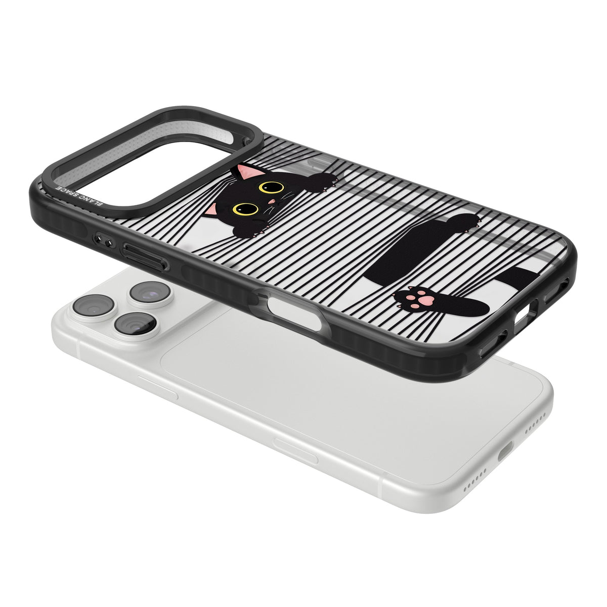 Peek-a-Boo Cat iPhone 18 Pro Max Impact Black Phone Case angled