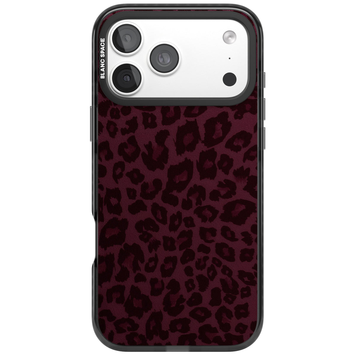 Burgundy Leopard iPhone 18 Pro Max Impact Black Phone Case front