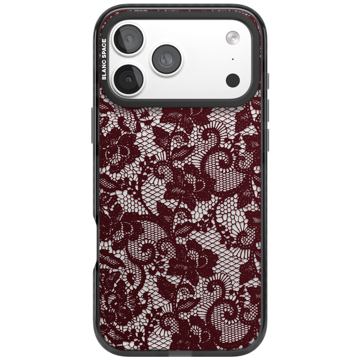 Burgundy Lace iPhone 18 Pro Max Impact Black Phone Case front