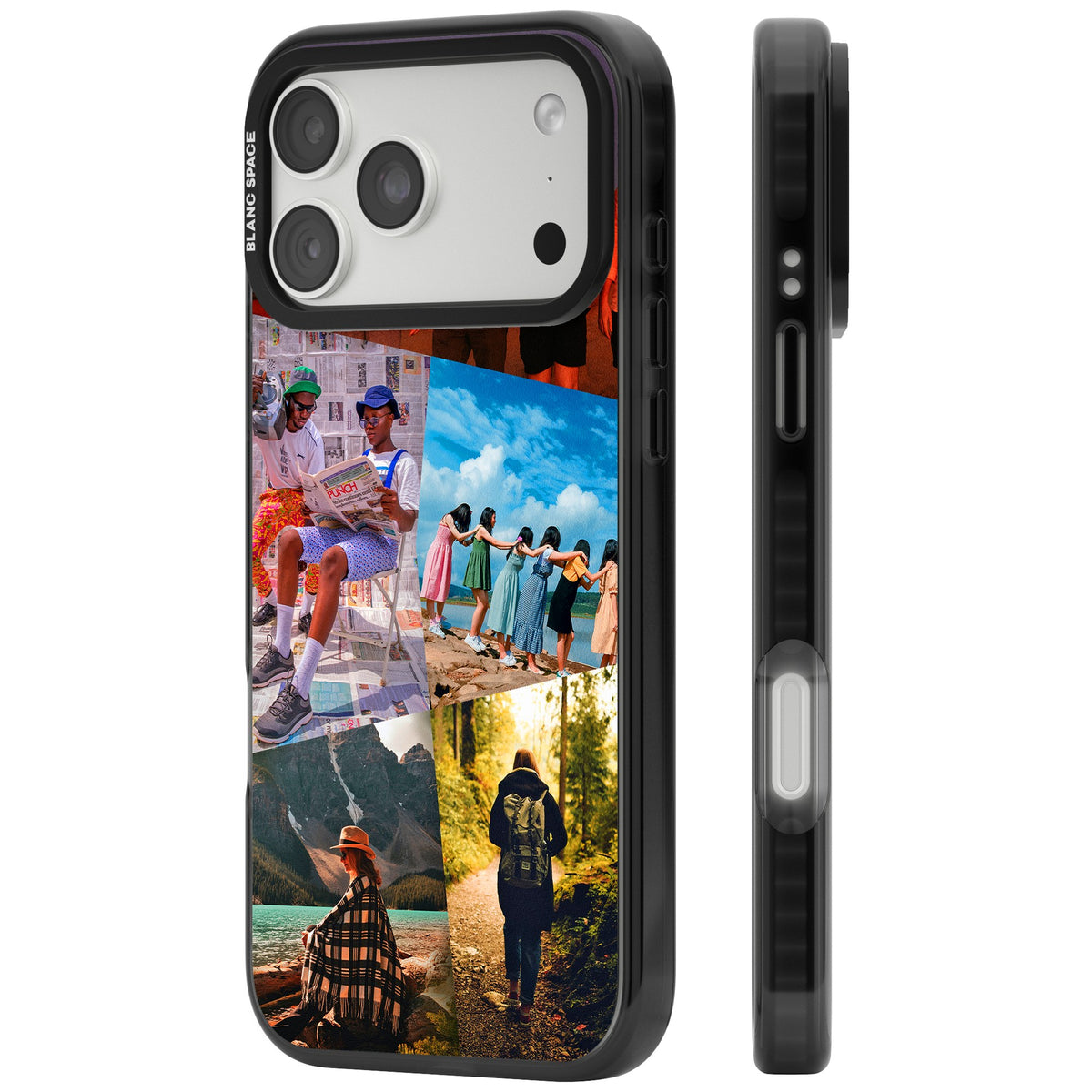 Personalised Abstract Photo Grid iPhone 18 Pro Max Impact Black Phone Case side