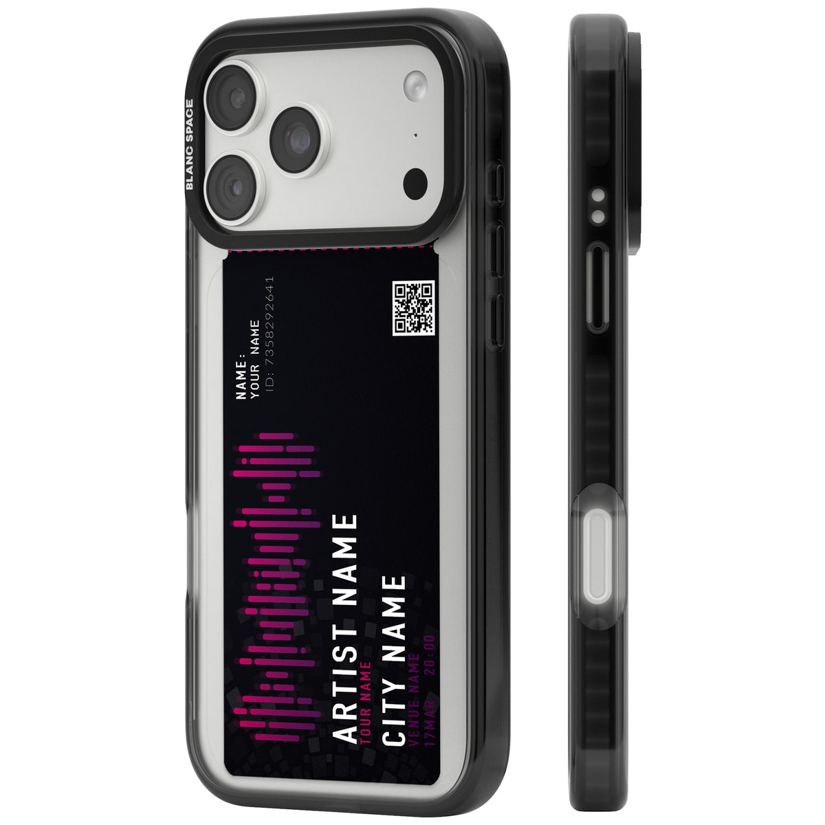 Personalised Concert Ticket iPhone 18 Pro Max Impact Black Phone Case side