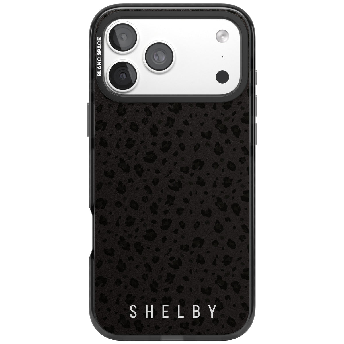 Personalised Dark Leopard iPhone 18 Pro Max Impact Black Phone Case front