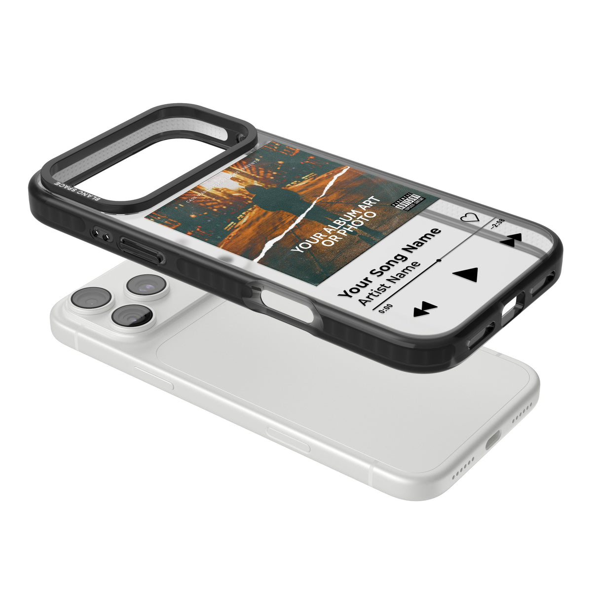 Personalised Music Player iPhone 18 Pro Max Impact Black Phone Case angled