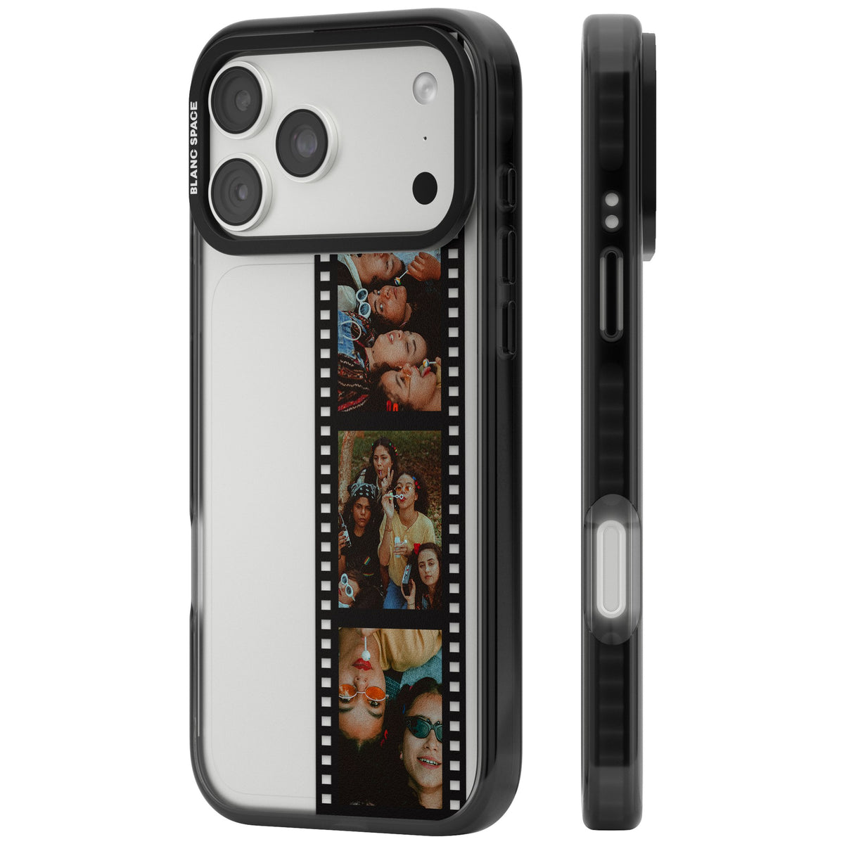 Personalised Photo Film Strip iPhone 18 Pro Max Impact Black Phone Case side