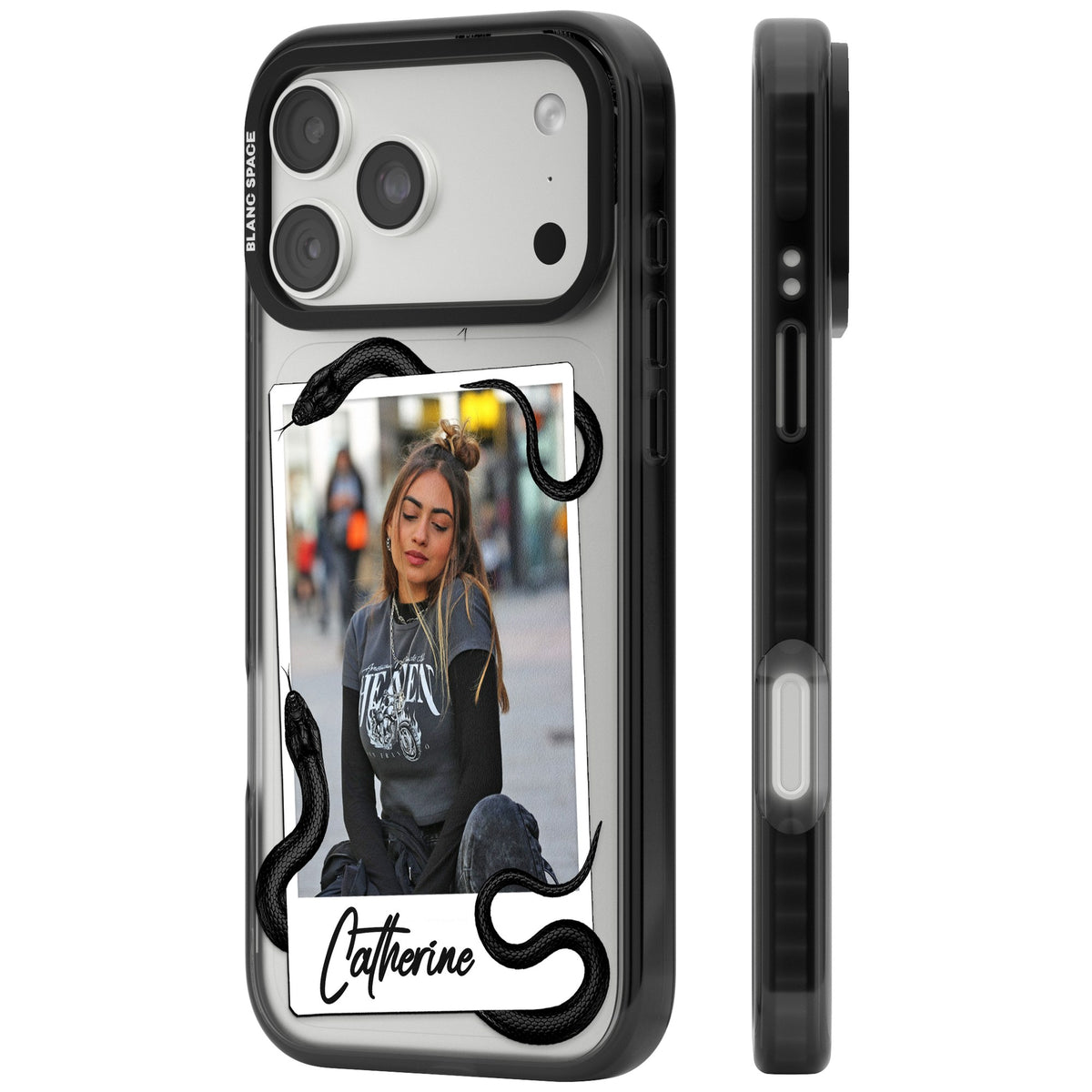 Personalised Snake Instant Photo iPhone 18 Pro Max Impact Black Phone Case side