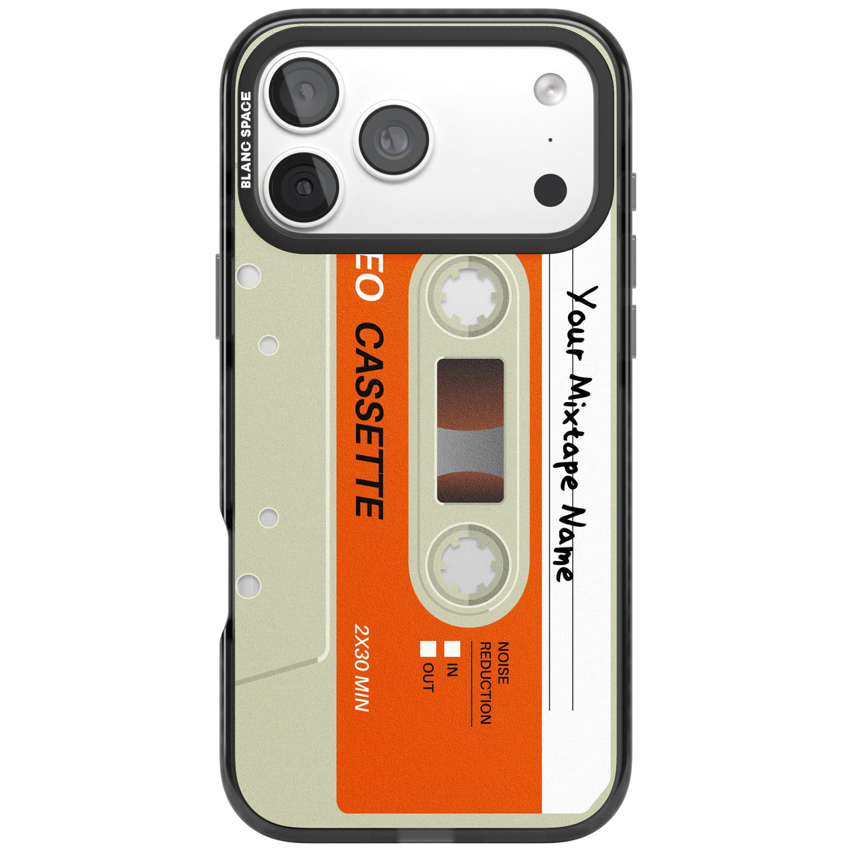 Personalised Retro Cassette Classic iPhone 18 Pro Max Impact Black Phone Case front