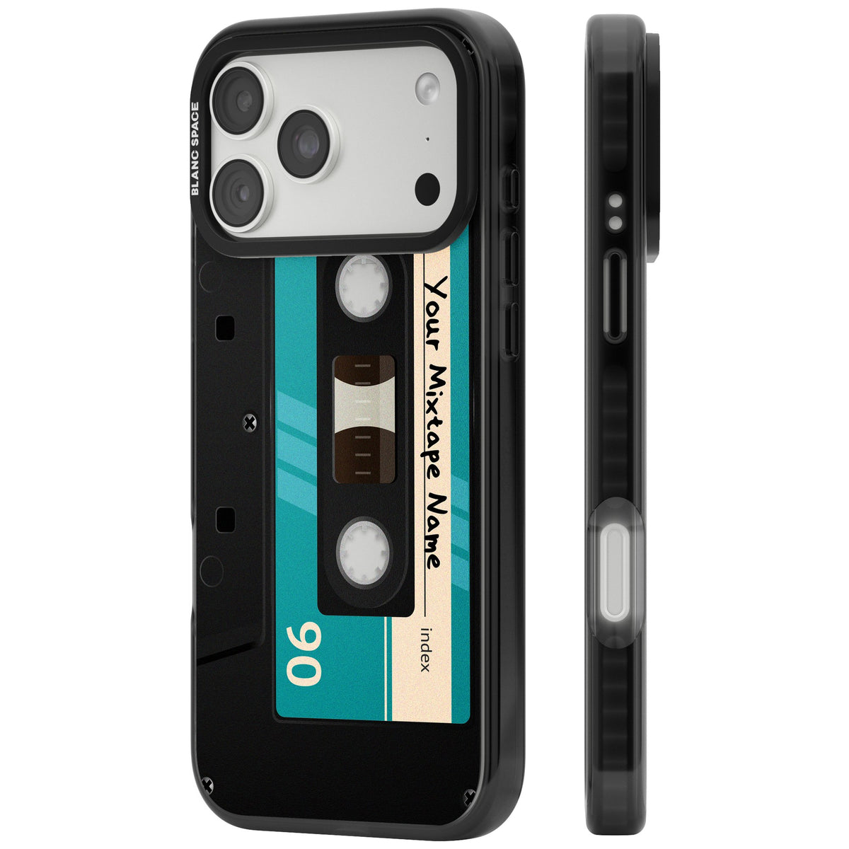 Personalised Retro Mixtape Dark iPhone 18 Pro Max Impact Black Phone Case side