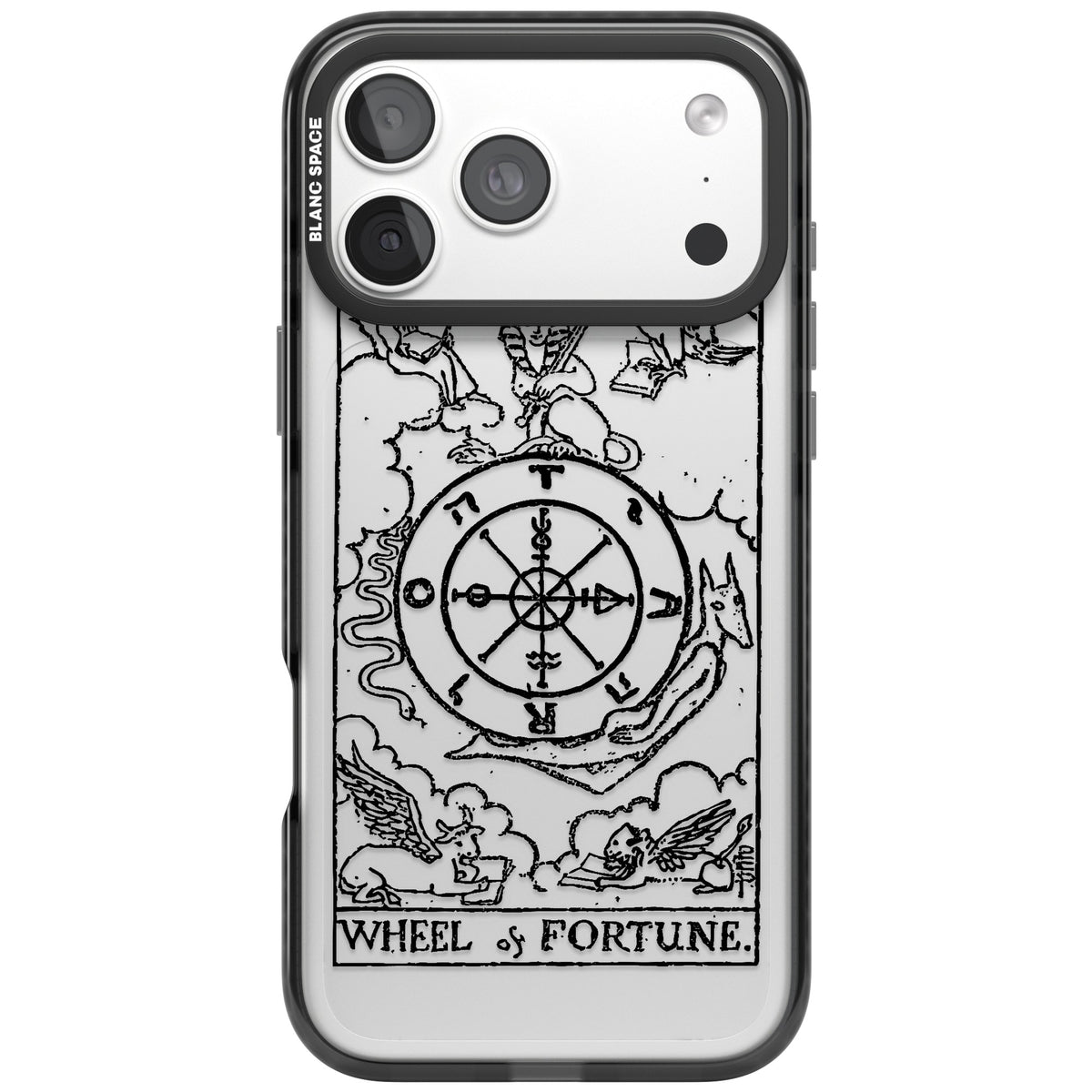 Personalised Wheel Of Fortune Tarot Transparent iPhone 18 Pro Max Impact Black Phone Case front