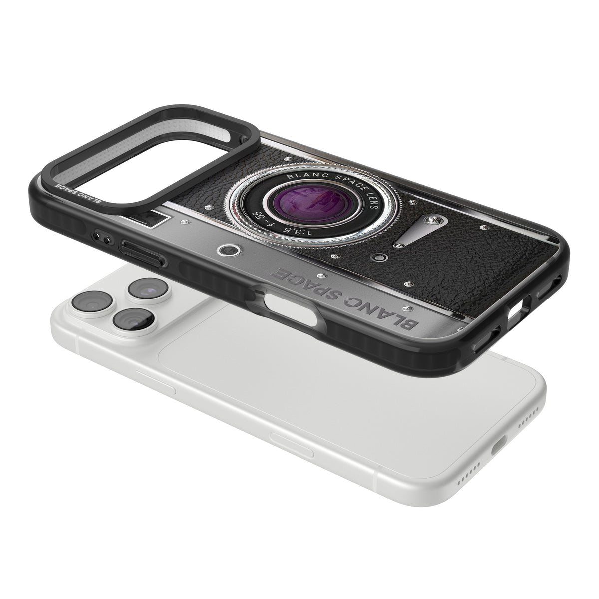 Vintage Classic Camera iPhone 18 Pro Max Impact Black Phone Case angled