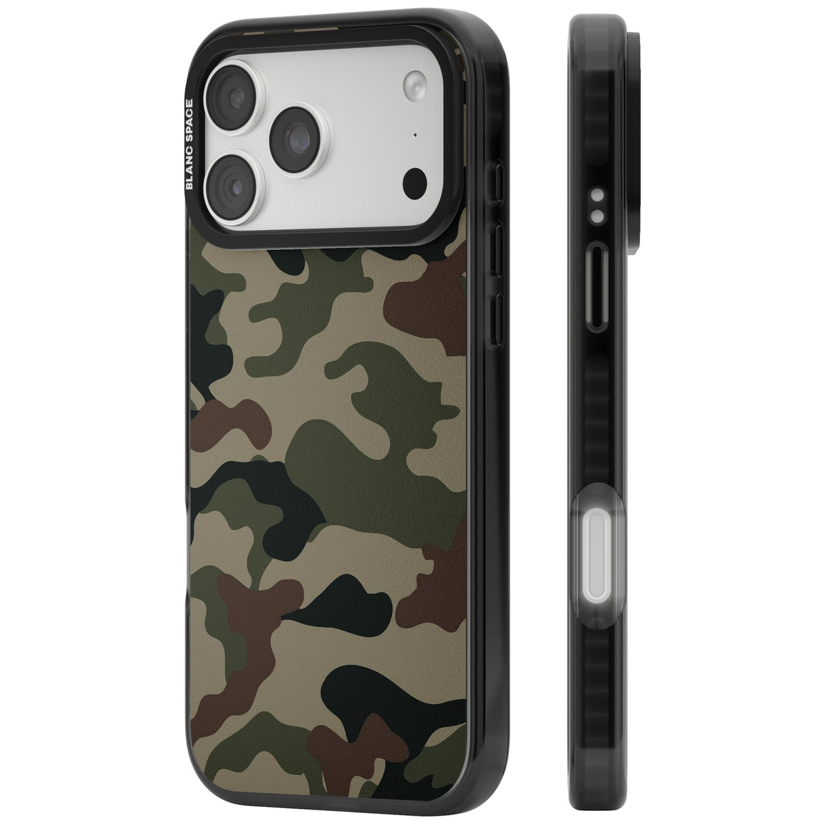 Green And Brown Camo iPhone 18 Pro Max Impact Black Phone Case side
