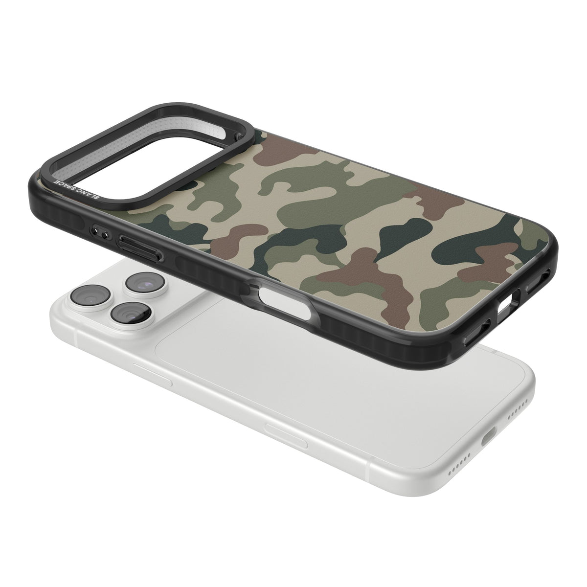 Green And Brown Camo iPhone 18 Pro Max Impact Black Phone Case angled