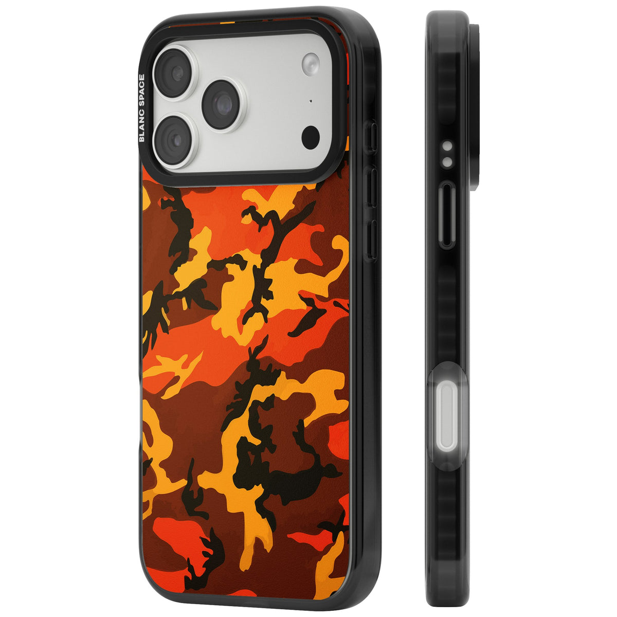 Orange Camo iPhone 18 Pro Max Impact Black Phone Case side