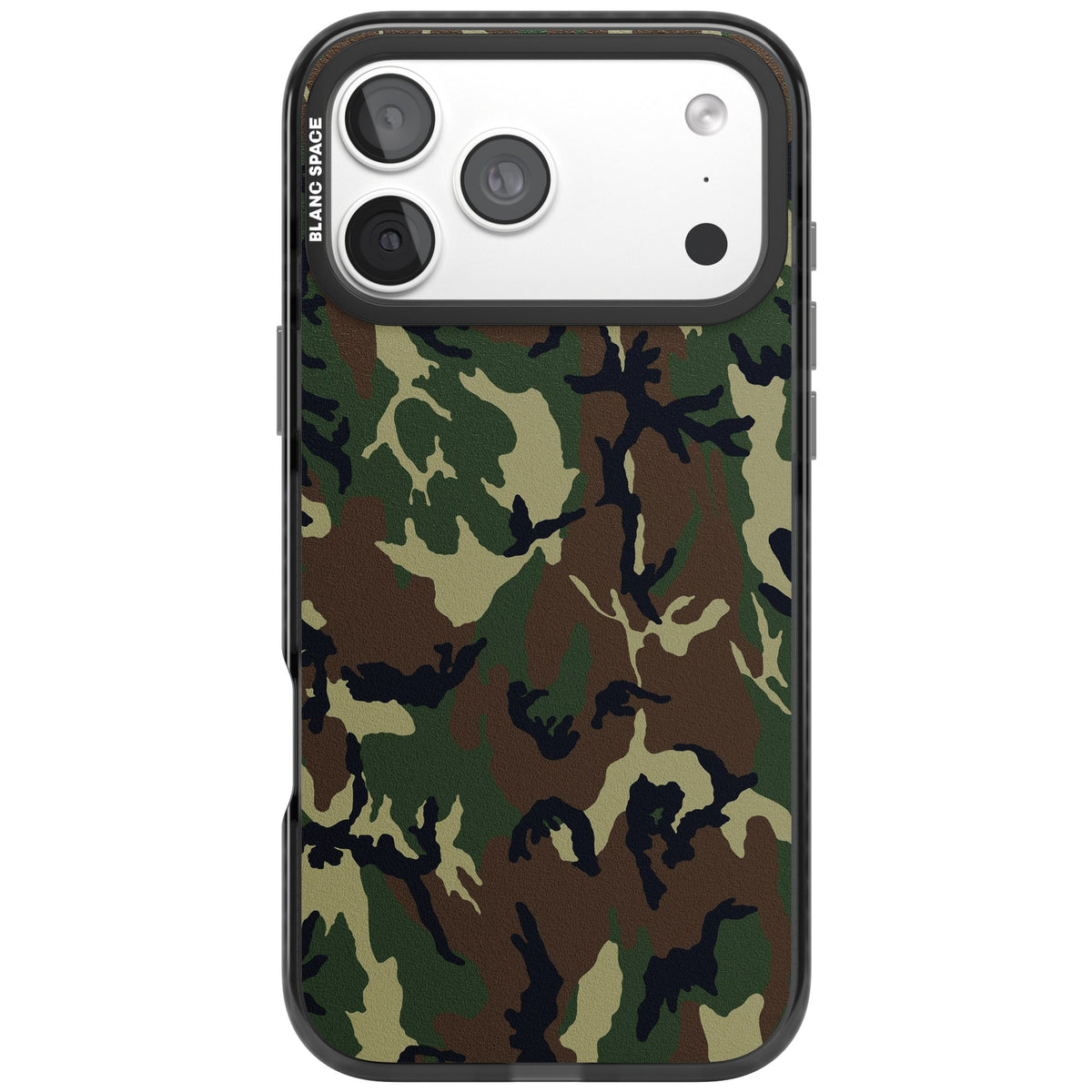 Forest Green Camo iPhone 18 Pro Max Impact Black Phone Case front