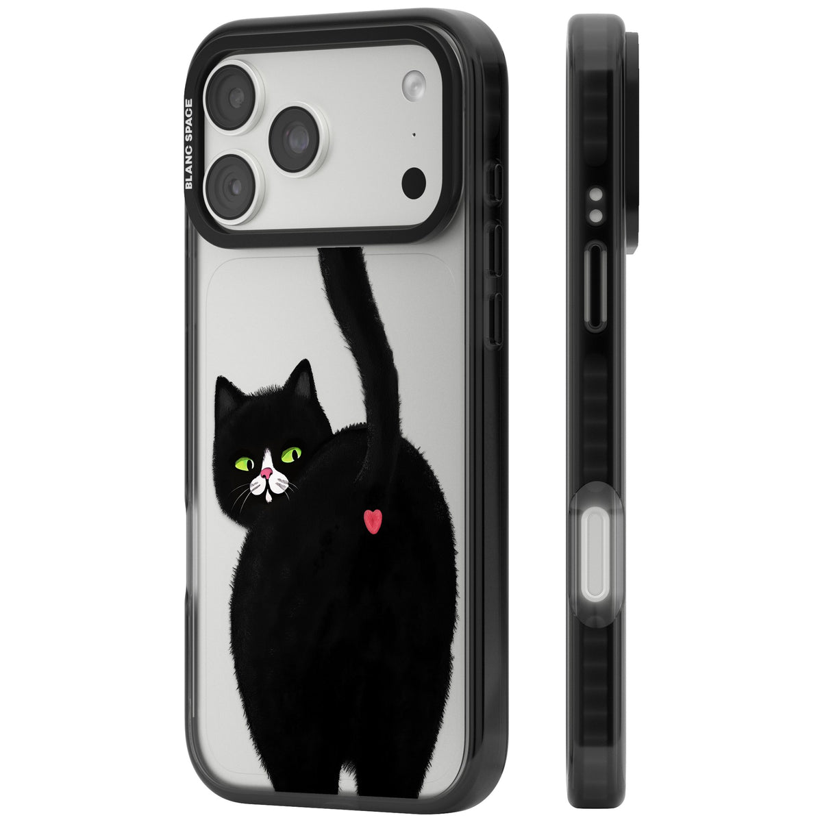 The Cat's Kiss iPhone 18 Pro Max Impact Black Phone Case side