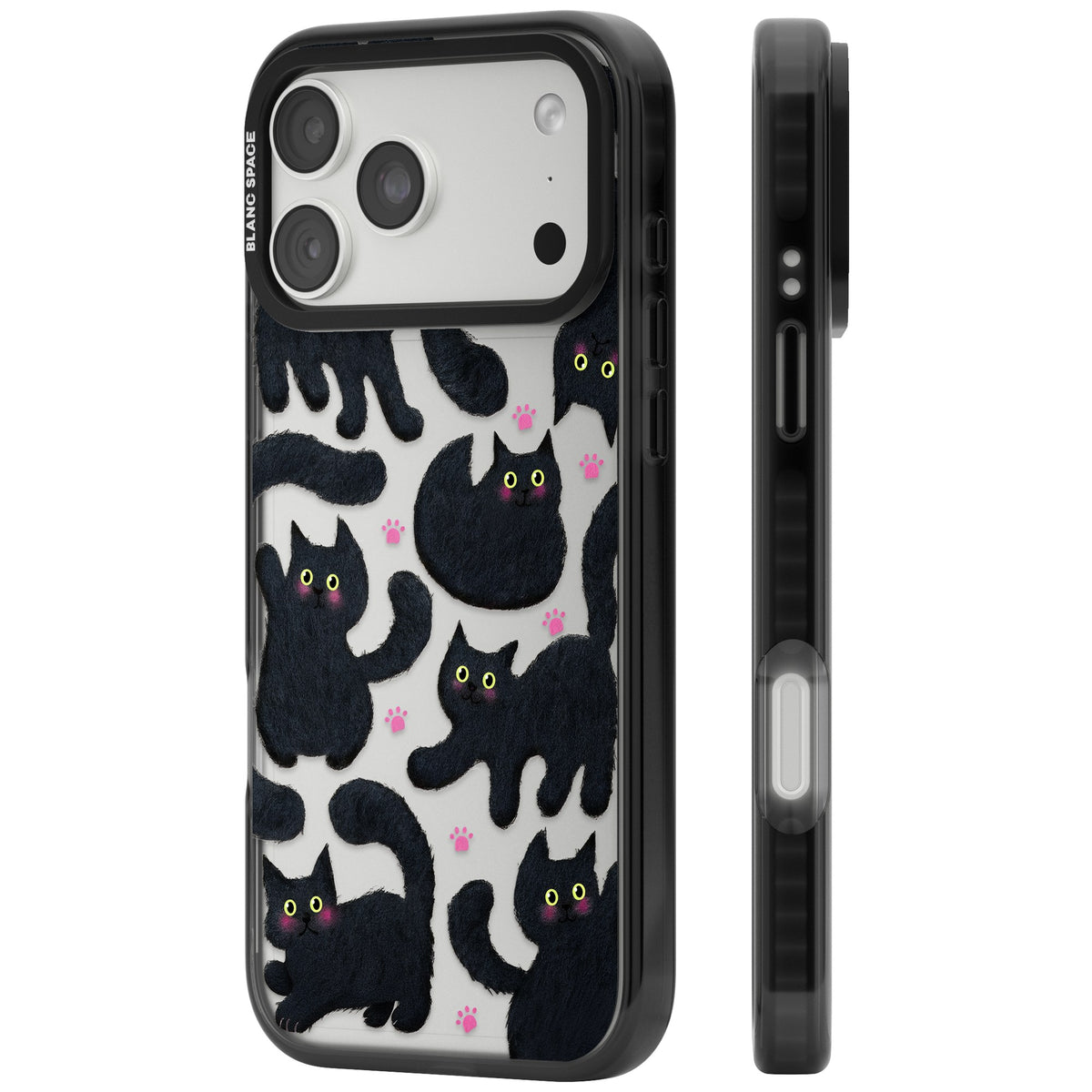 Midnight Cats iPhone 18 Pro Max Impact Black Phone Case side