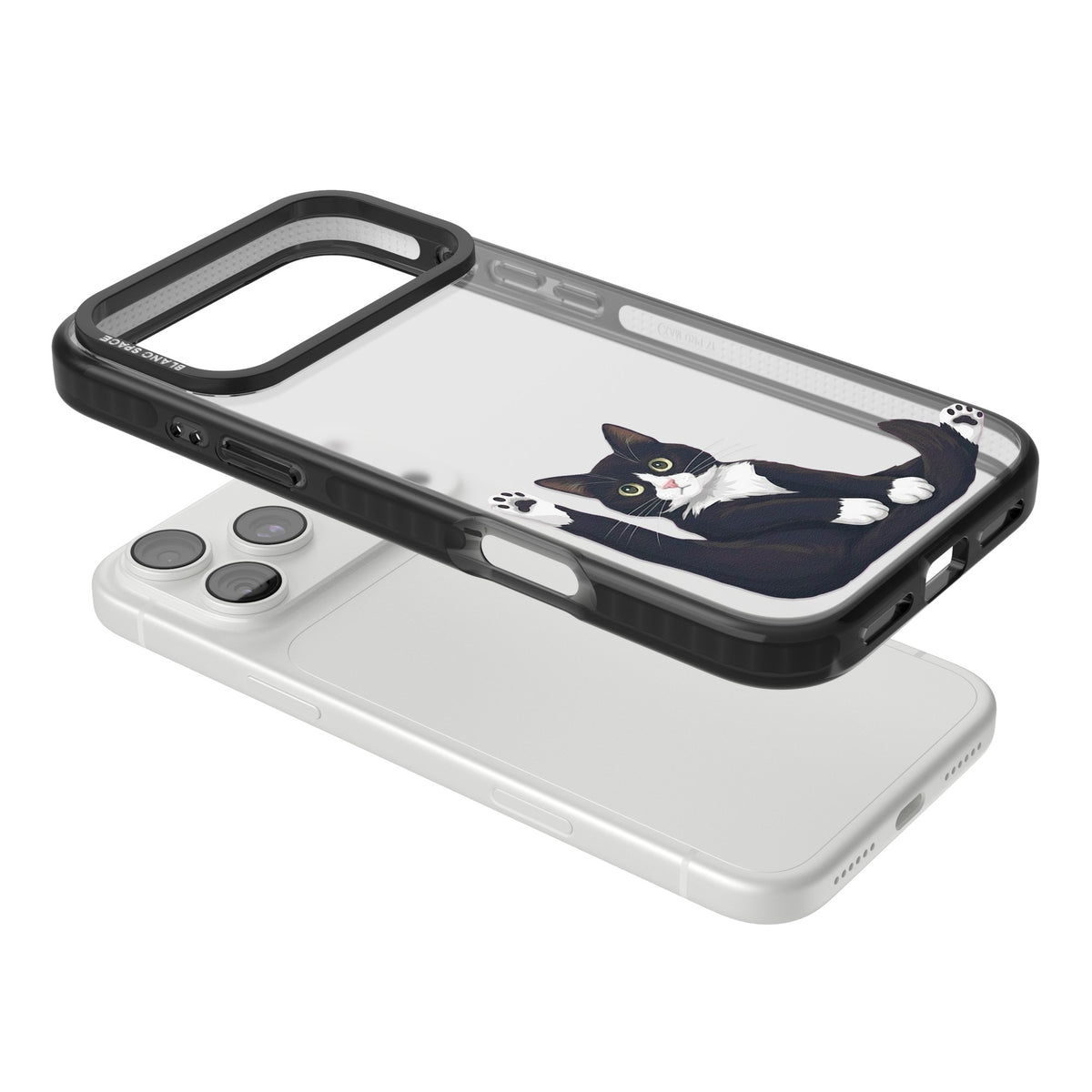 Mid-Groom Cat iPhone 18 Pro Max Impact Black Phone Case angled