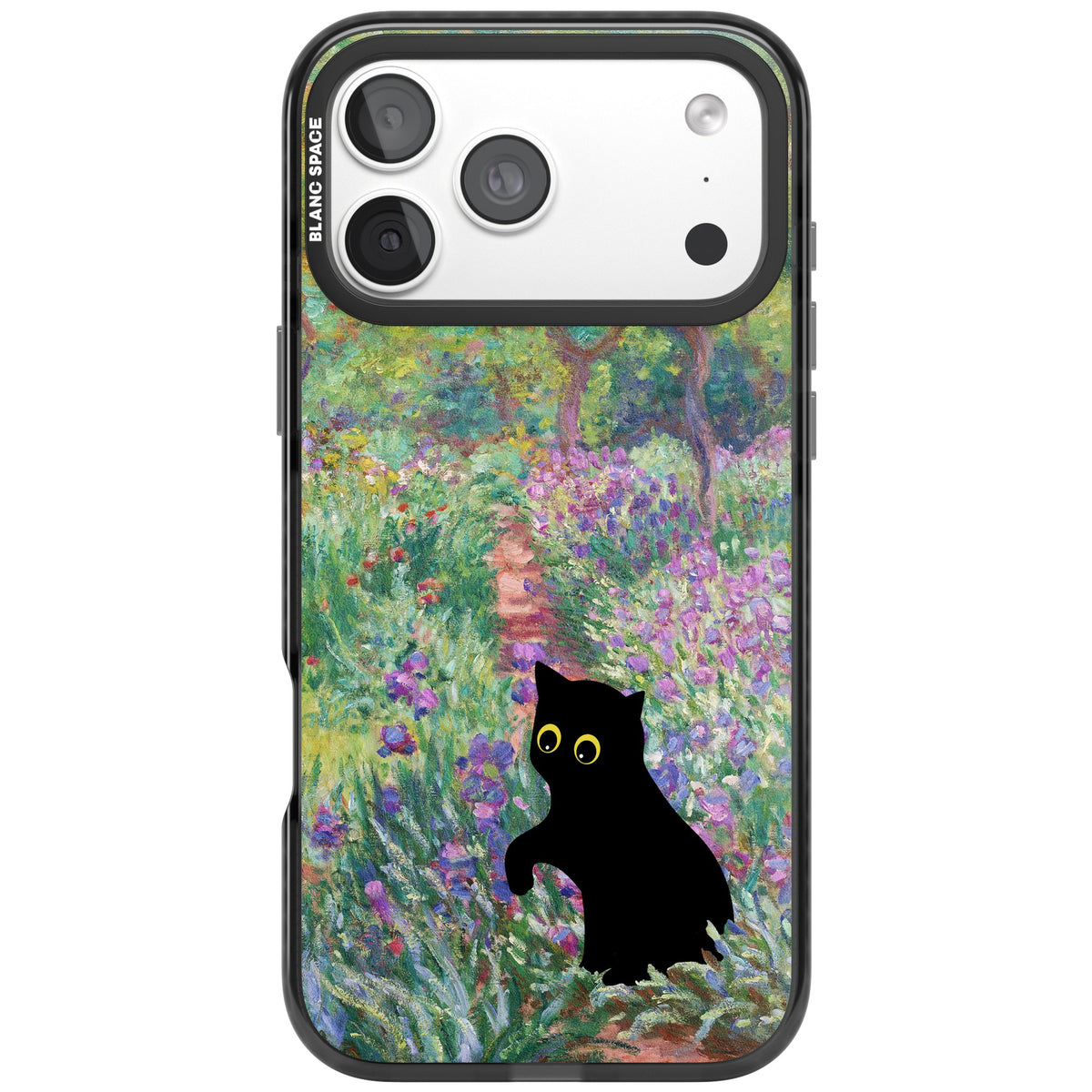 Cat in Monet's Giverny Garden iPhone 18 Pro Max Impact Black Phone Case front