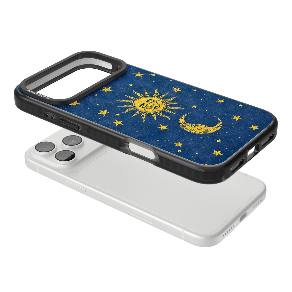 Sun & Moon Reverie iPhone 18 Pro Max Impact Black Phone Case angled