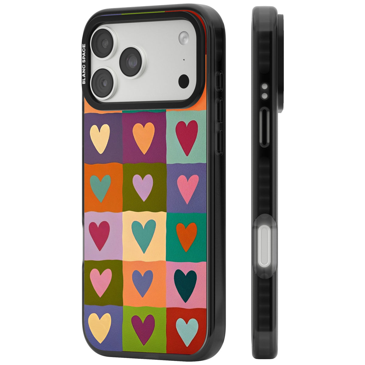 Heart Quilt iPhone 18 Pro Max Impact Black Phone Case side