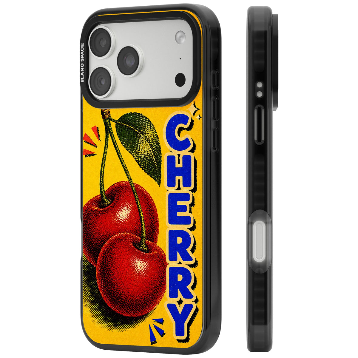 Cherry Yellow iPhone 18 Pro Max Impact Black Phone Case side