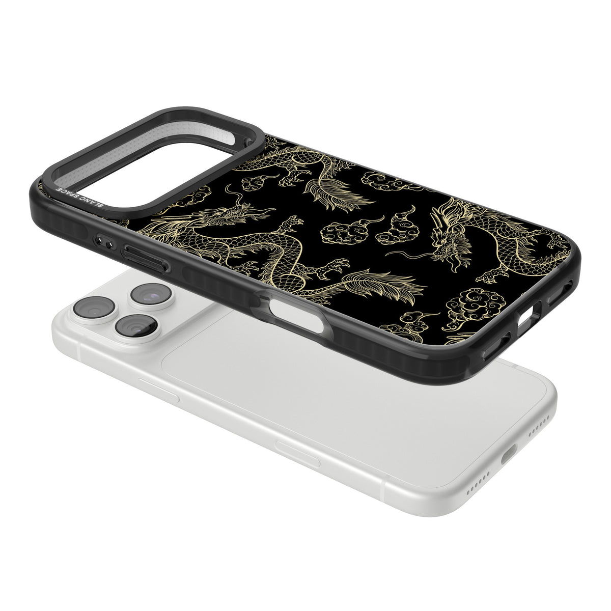 Golden Dynasty iPhone 18 Pro Max Impact Black Phone Case angled