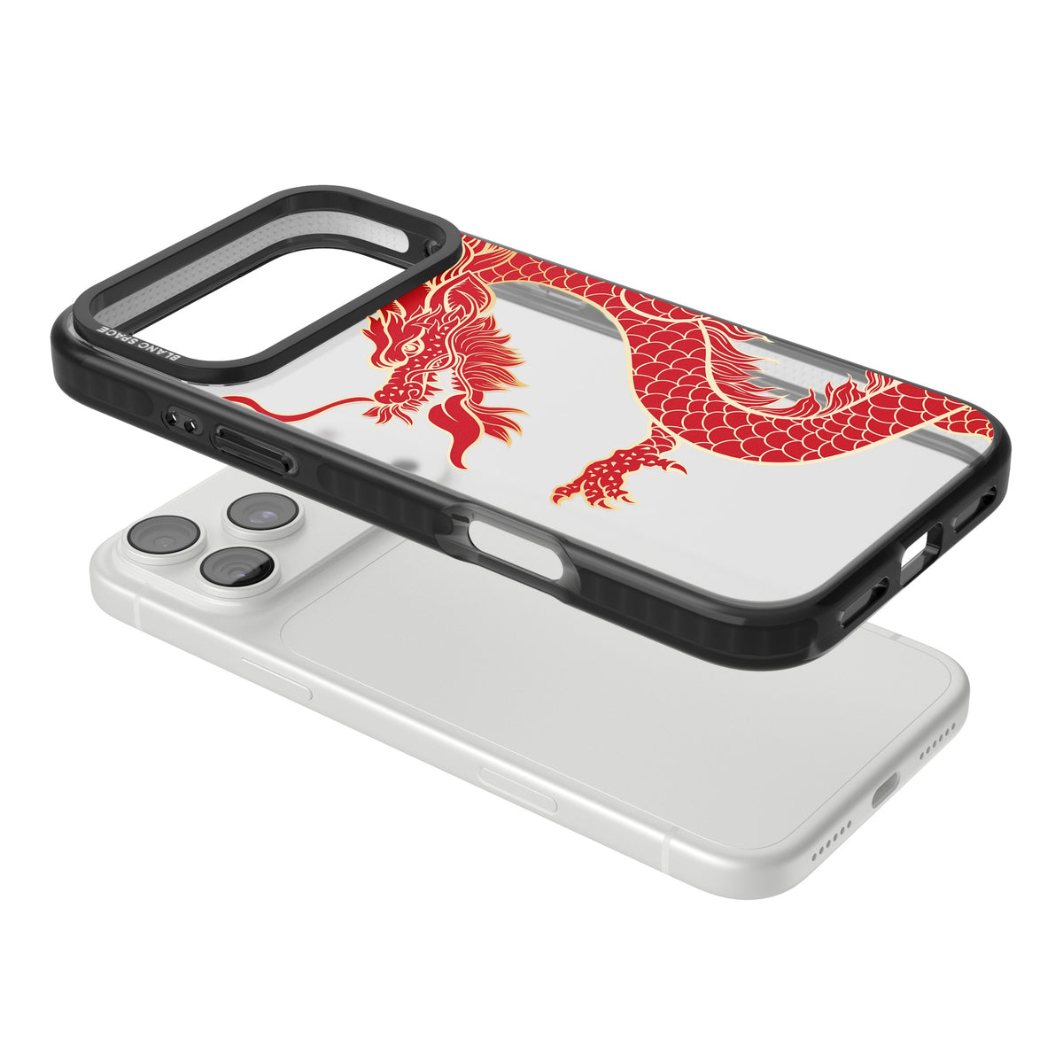 Red Dragon iPhone 18 Pro Max Impact Black Phone Case angled
