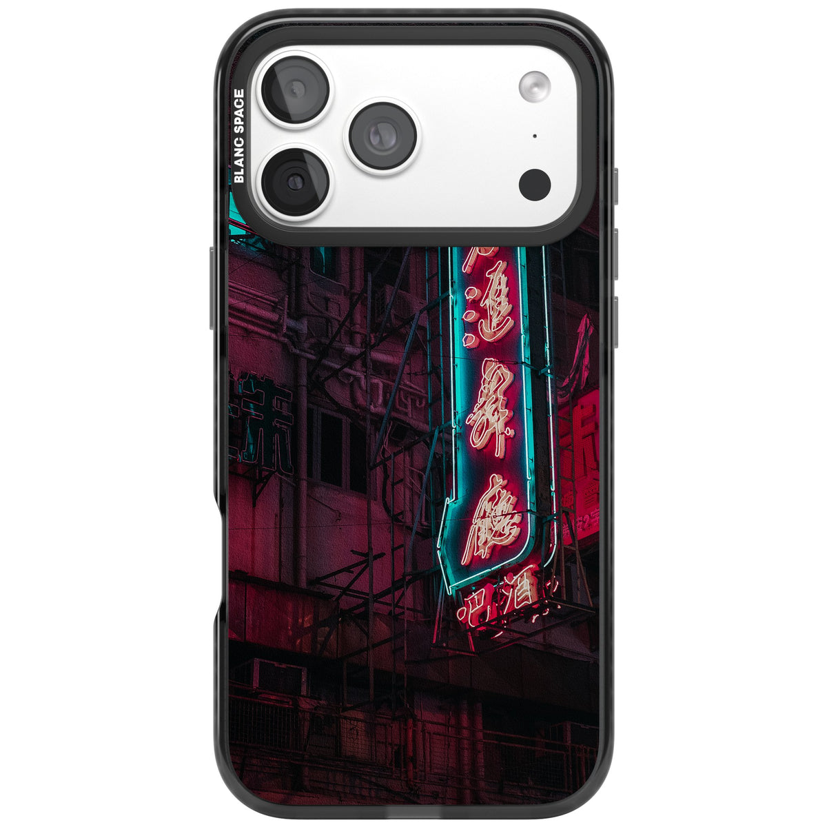 Neon Kanji Cityscape iPhone 18 Pro Max Impact Black Phone Case front