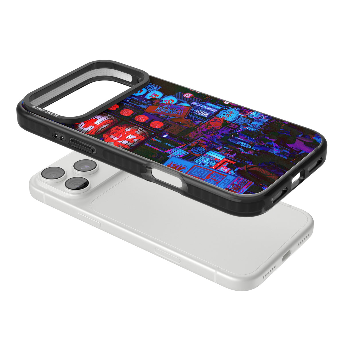 Neon Tokyo iPhone 18 Pro Max Impact Black Phone Case angled