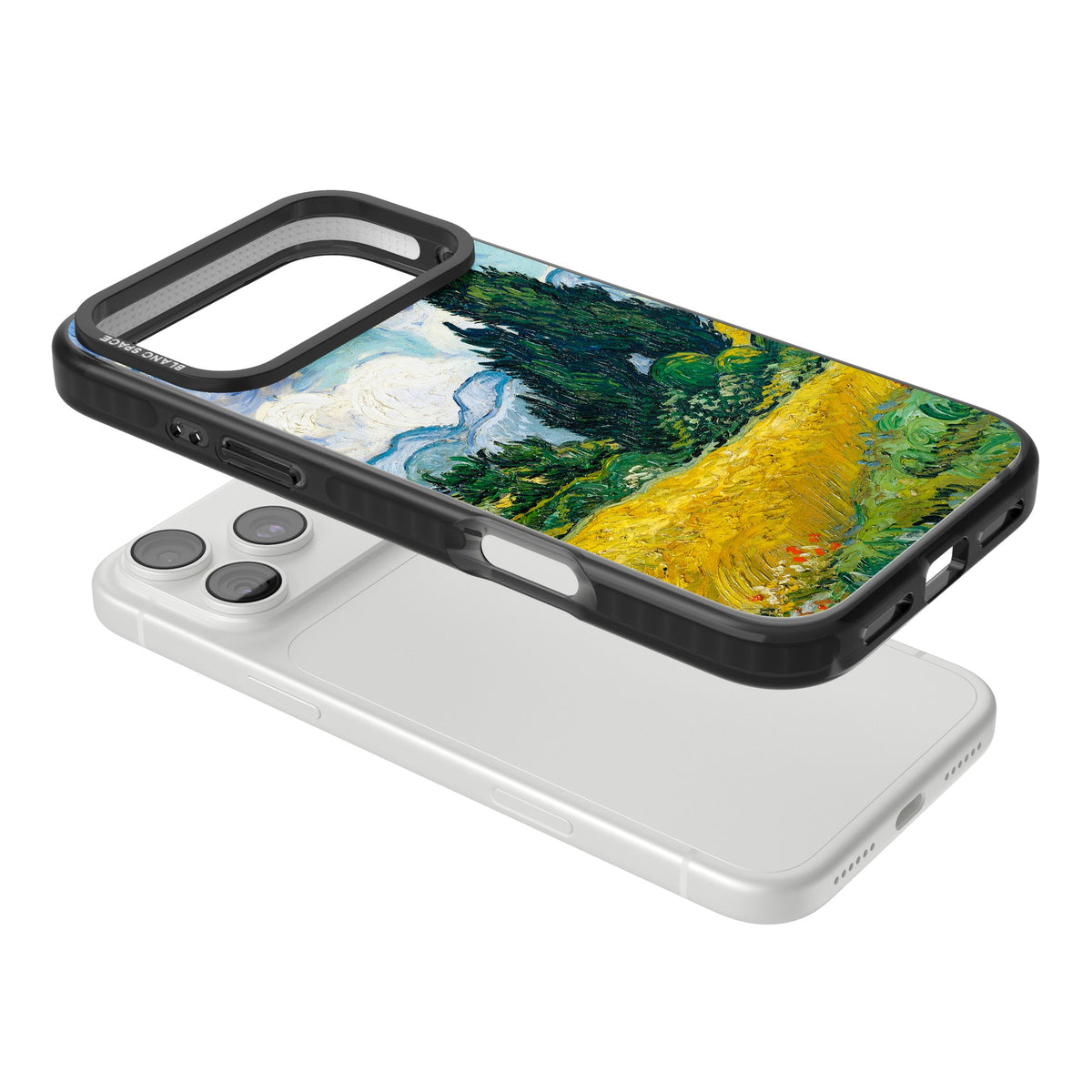 Wheat Field With Cypresses By Vincent Van Gogh iPhone 18 Pro Max Impact Black Phone Case angled
