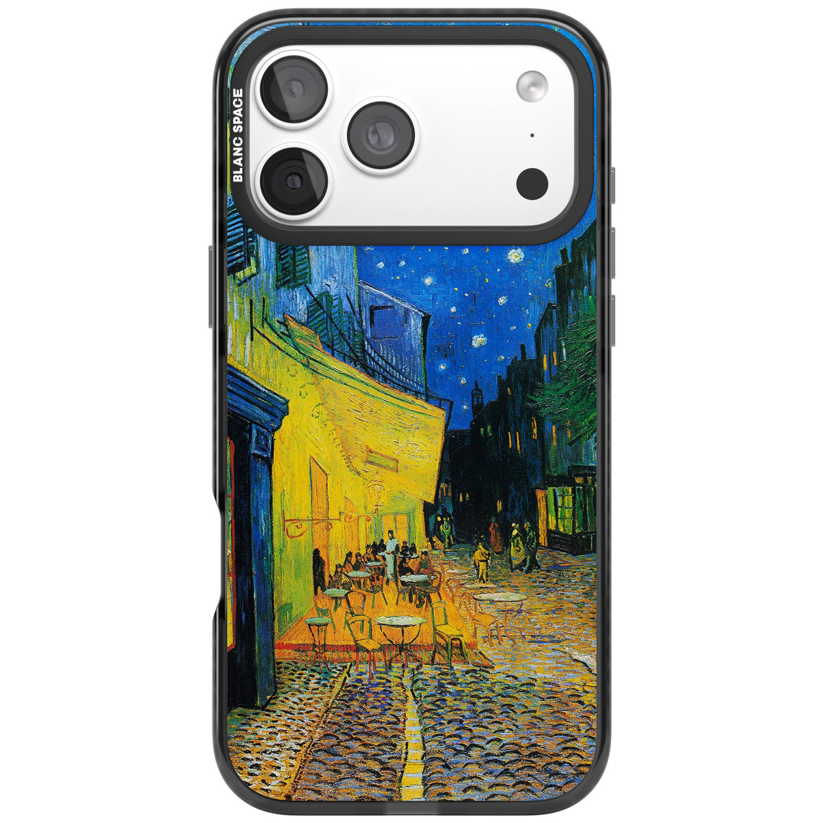 Café Terrace At Night iPhone 18 Pro Max Impact Black Phone Case front