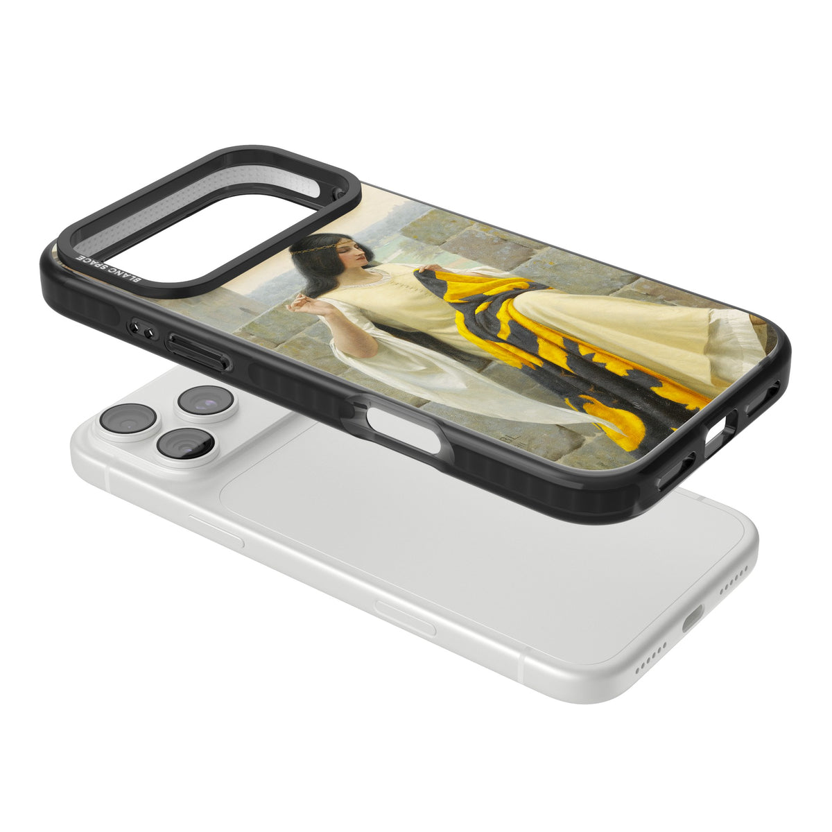 Stitching the Standard iPhone 18 Pro Max Impact Black Phone Case angled
