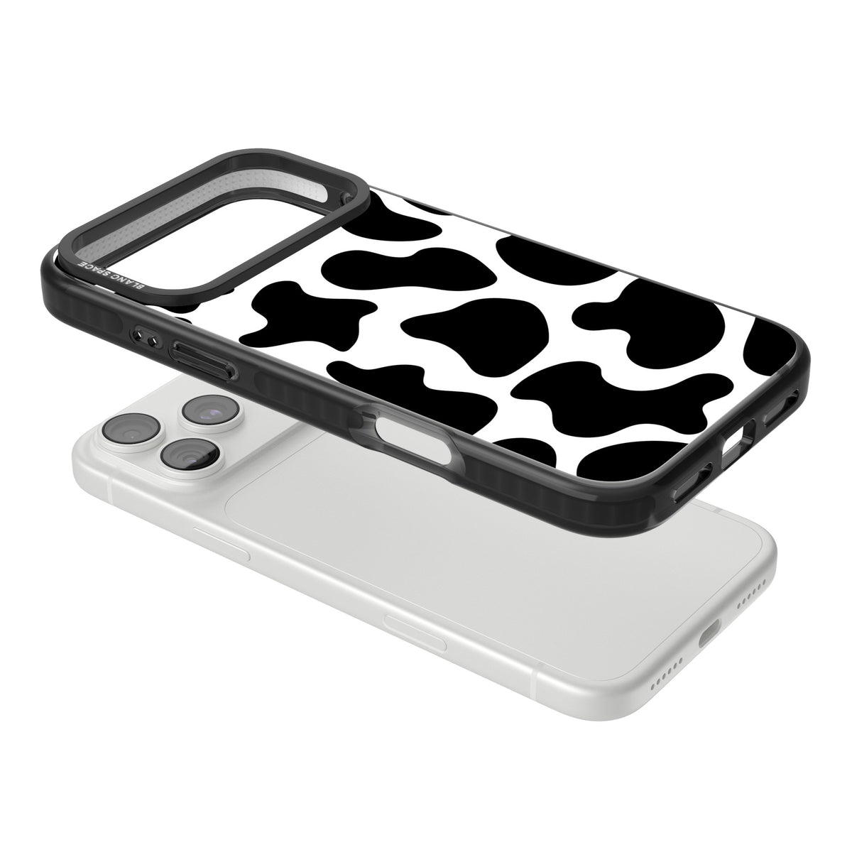 Cow Print iPhone 18 Pro Max Impact Black Phone Case angled