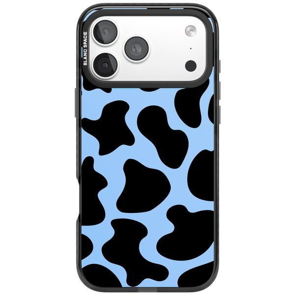 Blue And Black Cow Print