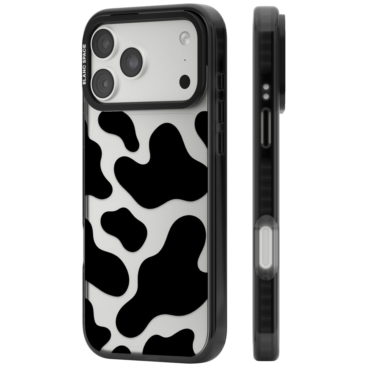 Clear Cow Print iPhone 18 Pro Max Impact Black Phone Case side