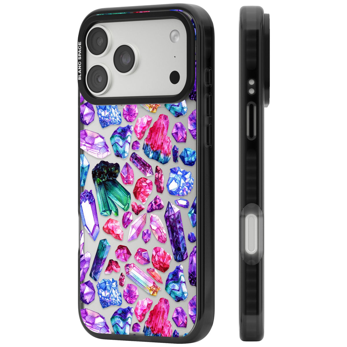 Rainbow Crystals iPhone 18 Pro Max Impact Black Phone Case side