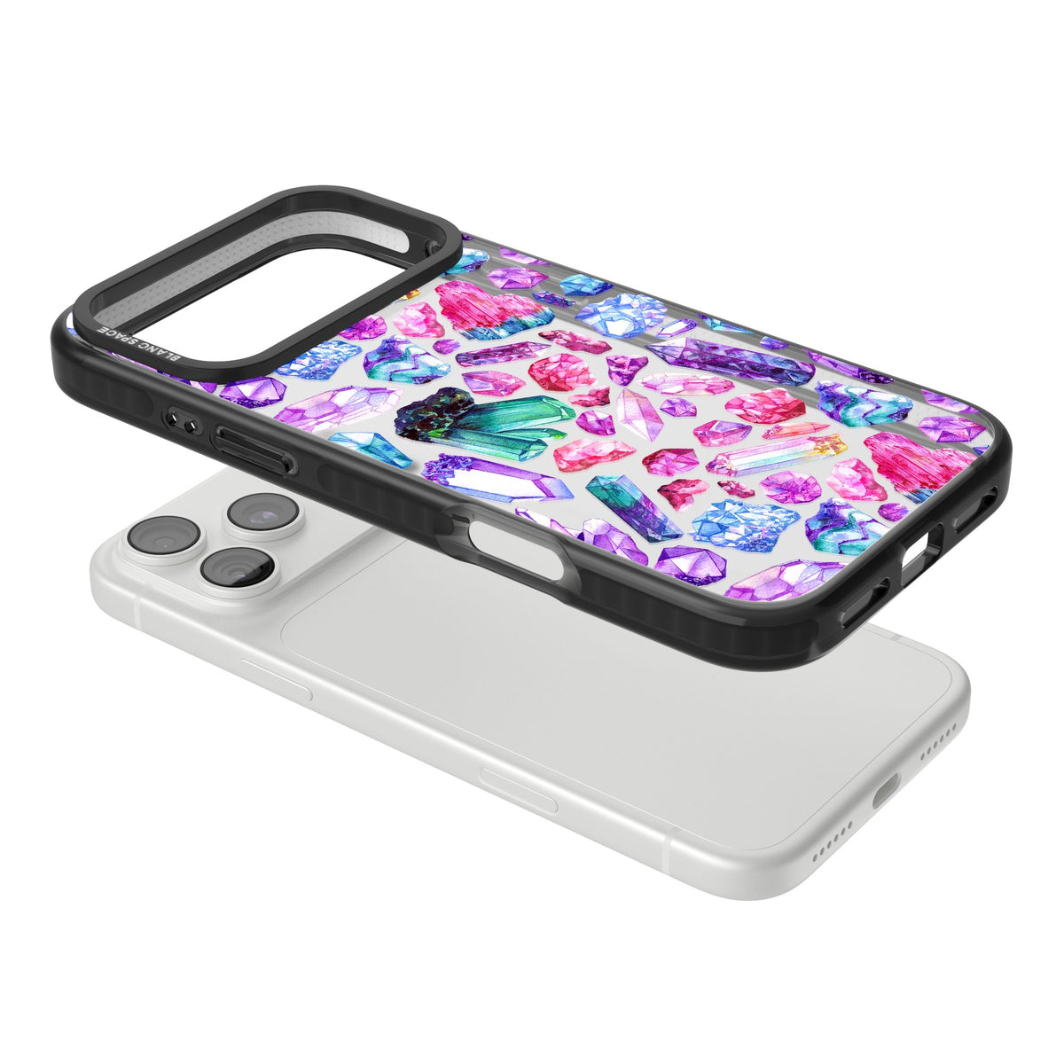 Rainbow Crystals iPhone 18 Pro Max Impact Black Phone Case angled