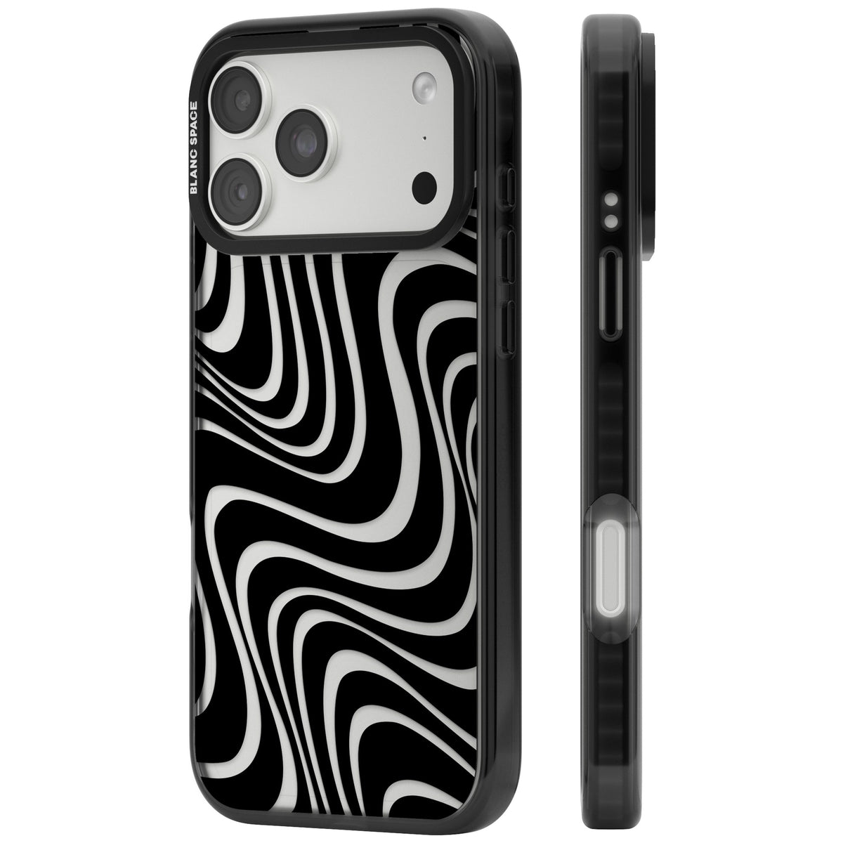 Abstract Waves iPhone 18 Pro Max Impact Black Phone Case side